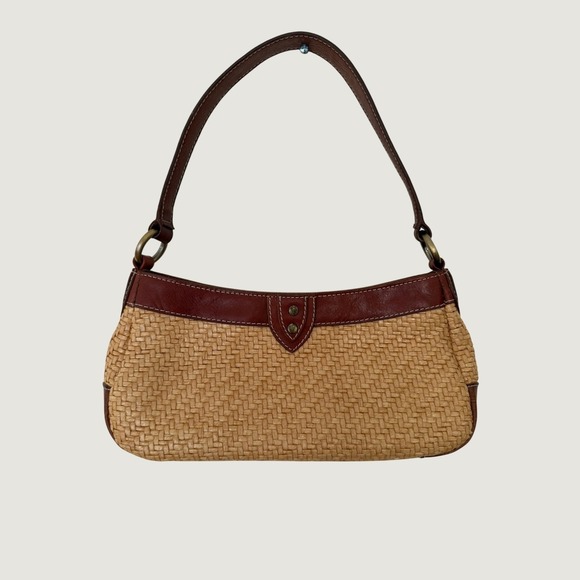 Franco Sarto Handbags - Franco Sarto Woven Straw Shoulder Bag Womens Small Brown Boho Leather Trim Used